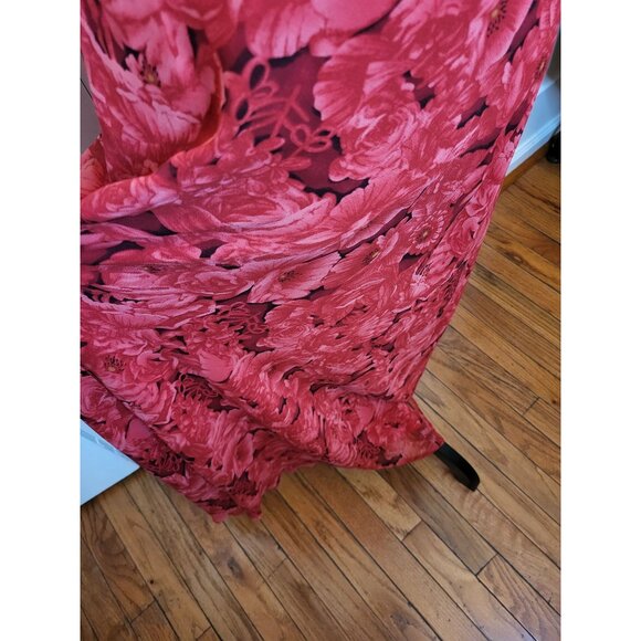 Vintage Y2K Silk Red Floral Maxi Skirt Episode 10 Festive Whimsygoth Fairy Glam - Picture 6 of 8